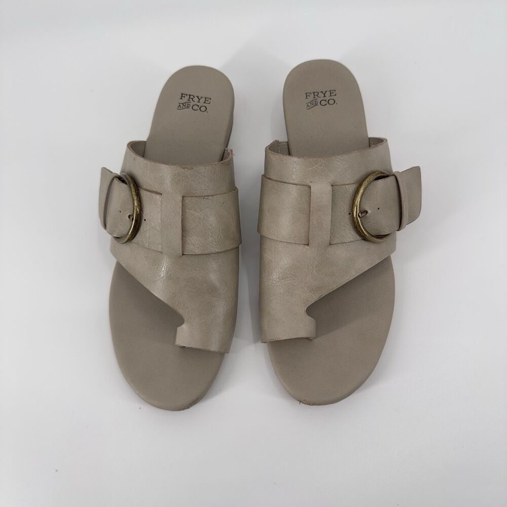 Woman Frye And Co Quincey Sandals Size 8 Medium Gray/Beige tone